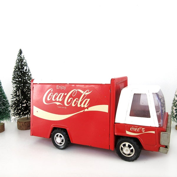 Vintage Buddy L Coca Cola Delivery Truck Toy Mark on License Plate 1970s Coke Advertising Pop Soda Metal