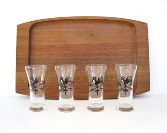 Mid Century Weathervane Juice Glasses Set of Four Barware Double Shots Liquor Libbey