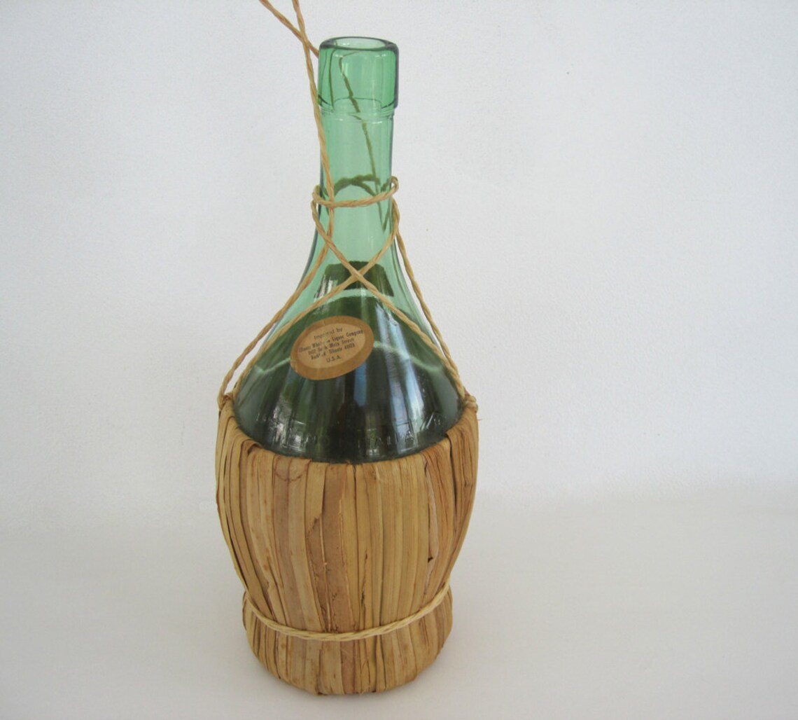 Vintage Wine Bottle Straw Basket Holder Chianti Classico Etsy
