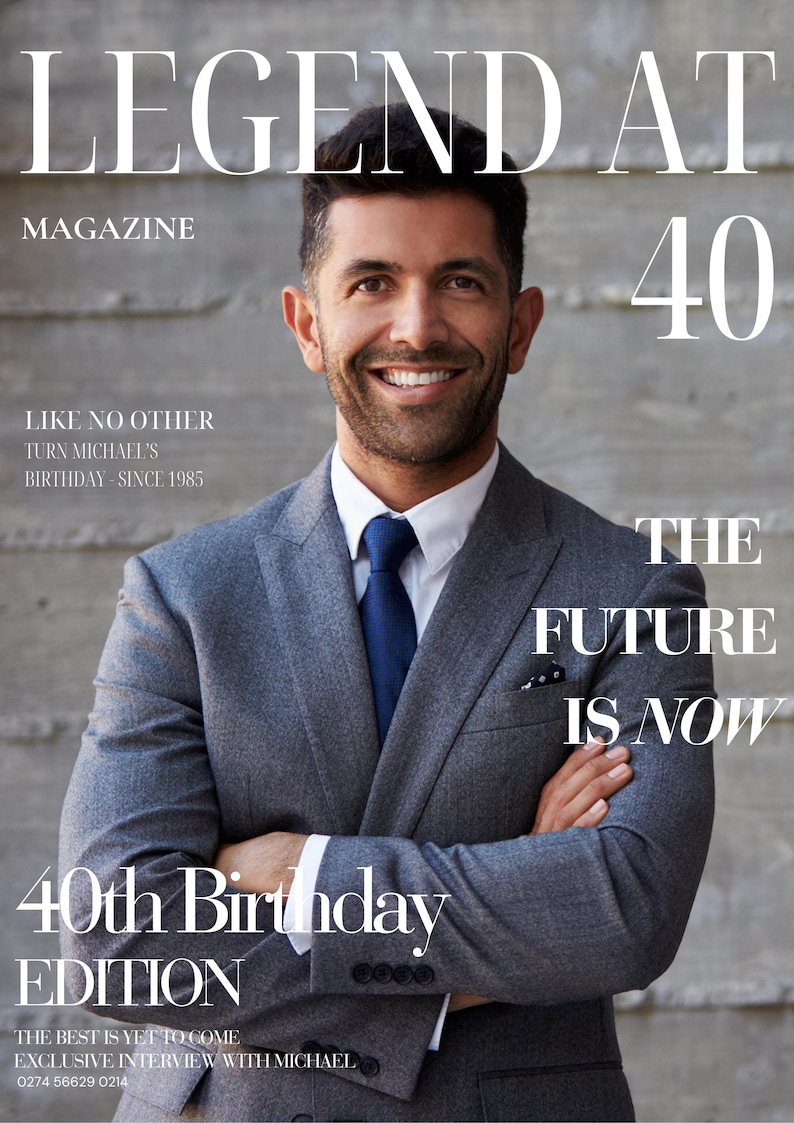 Personalized Birthday Magazine Cover Template Canva for Man | Custom ...