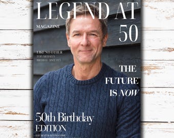 Personalized 50th Birthday Magazine for Him, Editable Canva Template 35 Pages, Custom Photo Gift for Dad or Husband, Funny Birthday Keepsake