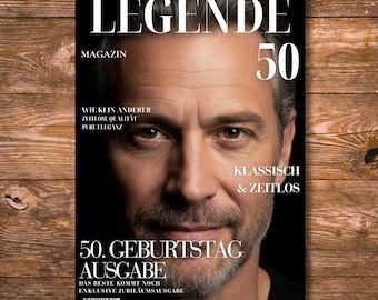 Lebensgeschichte Magazin für Ihn | 50 Jahre Jubiläum | Personalisierte Foto-Zeitschrift | Klassisches Geschenk zum Geburtstag