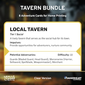 Cartas de aventura – Paquete de taberna (versión transparente) – Compatible con Daggerheart™.