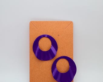 Vintage Purple Open-Circle Earrings – Bold 80s Statement Studs