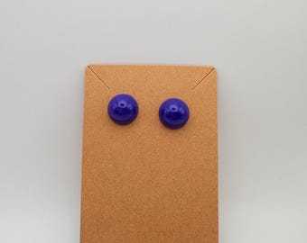 Vintage Bold Purple Button Earrings – Classic Round Studs