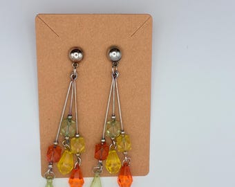 Vintage Teardrop Bead Dangle Earrings: Retro 60s 70s Festival Jewelry