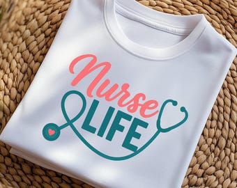 Nurse Life PNG | Cute Stephascope Nurse Shirt Design | Sublimation Graphic for Nurses | Nurse Appreciation Gift | 300 DPI Digital Download