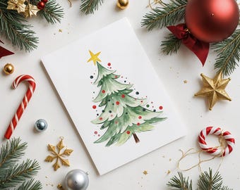 12 Watercolor Christmas Tree  | Holiday Tree Clipart | Hand-Painted Xmas Decor | Transparent Background | Digital Download