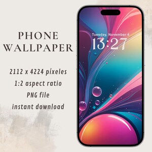 Abstrakt tapet med bubblor och livfulla toner – Digital tapet för telefon