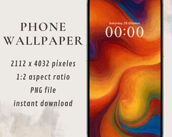 Vibrant Abstrac Phone Wallpaper – Colorful Digital Art Background | Bright iPhone Wallpaper | Instant Download | PNG file