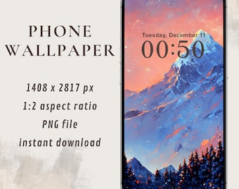 冬の山の夕日の壁紙 | 芸術的な雪景色