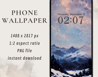 冬の山の夕日の壁紙 | 芸術的な雪景色