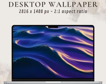 Abstract Blue and Violet Waves HD Wallpaper | Abstract Wave Wallpaper 2:1 | Elegant Desktop Background