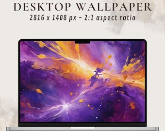 Abstract Nebula HD Wallpaper | Galaxy Art Wallpaper 2:1 | Vibrant Colors Desktop Background