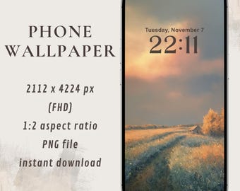 Golden Field at Sunset Wallpaper – Digital Art in Warm Tones