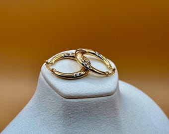 14k Solid Gold Creolen - Elegante Zweifarbige Creolen