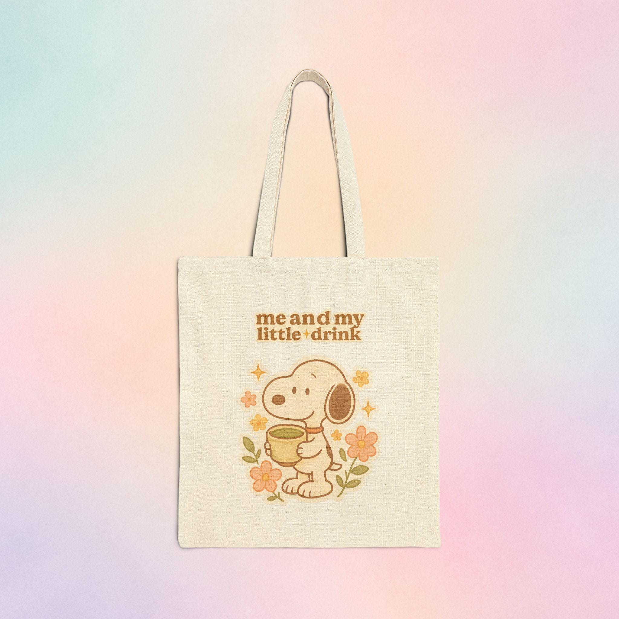 Cute Snoopy Matcha Tote Bag!  Eco-Friendly Dog Shopping Bag, Perfect Gift for Dog Lovers, Beach Bag, Reusable Canvas Bag