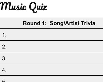 Trivia/quiz-antwoordblad muziek