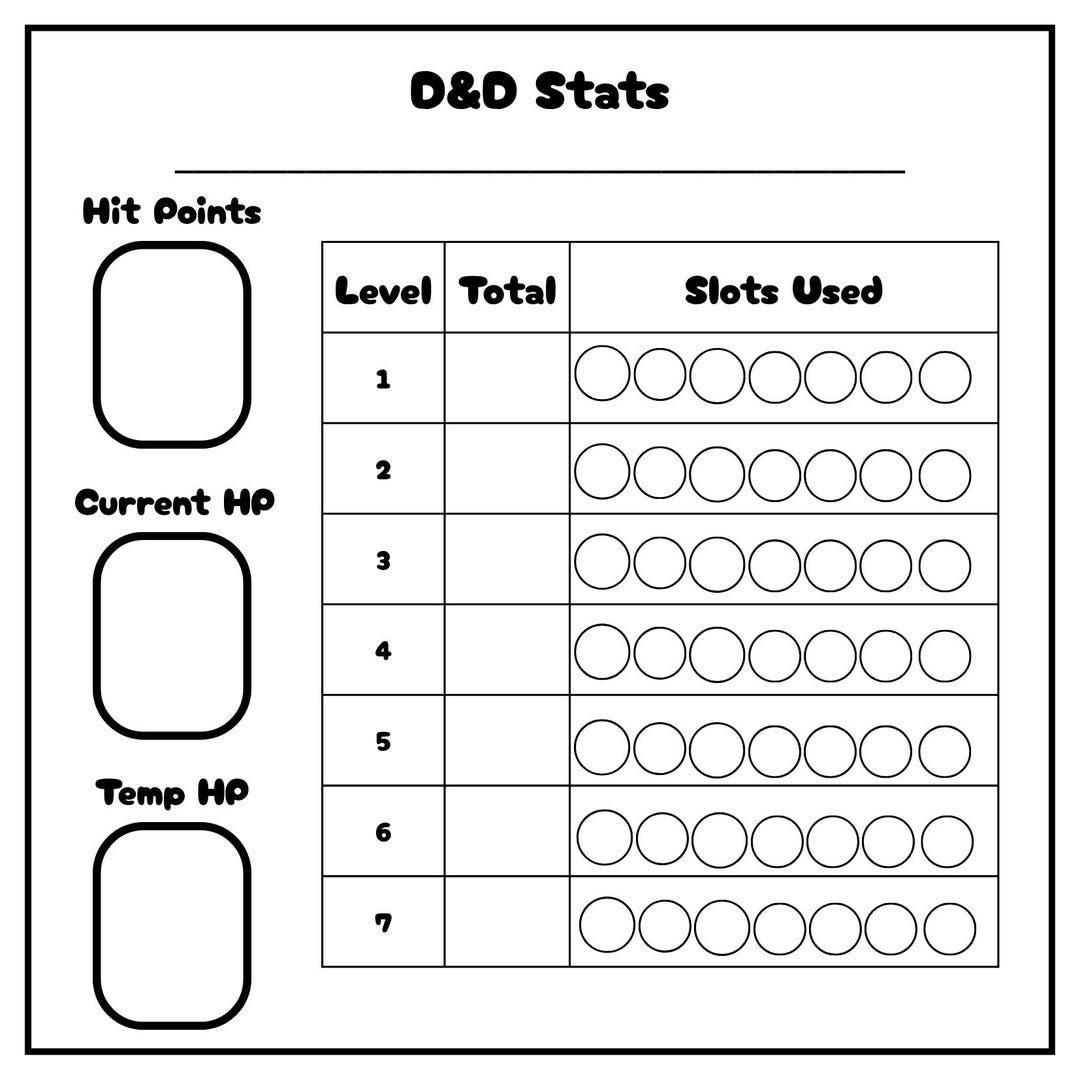 D&D Stat Sheet Sticky Note Template - Etsy