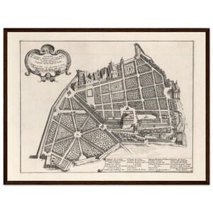 Stampa Con Cornice Mappa Giardini Quirinale 1683, Quadro Inizio Titolo Falda Pianta Geometrica, Poster Legno Pino Vintage Barocco image 2