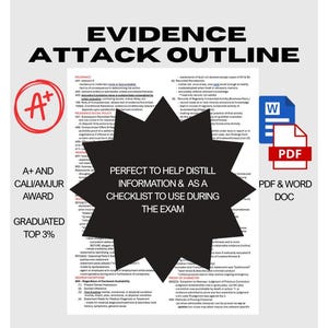 A+ Evidence Attack Outline | Law School Exams | One Sheets | Bar Prep