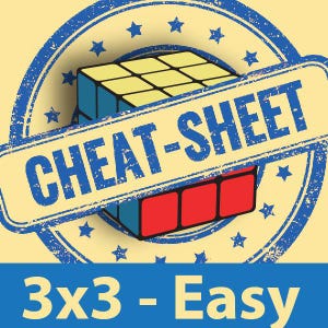 May include: A graphic showing a 3x3 Rubik's Cube with a "CHEAT-SHEET" banner. The cube has yellow, blue, and red faces. The text "3x3 - Easy" is at the bottom, set against a blue background, with a star-studded border.