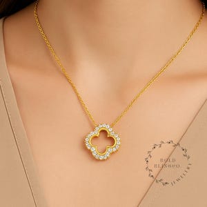 Lucky Clover Necklace | 925 Sterling Silver Necklace | Moissanite/Zircon/Red Corundum Stone Pendant | Dainty Four Leaf Pendant Gift for Her