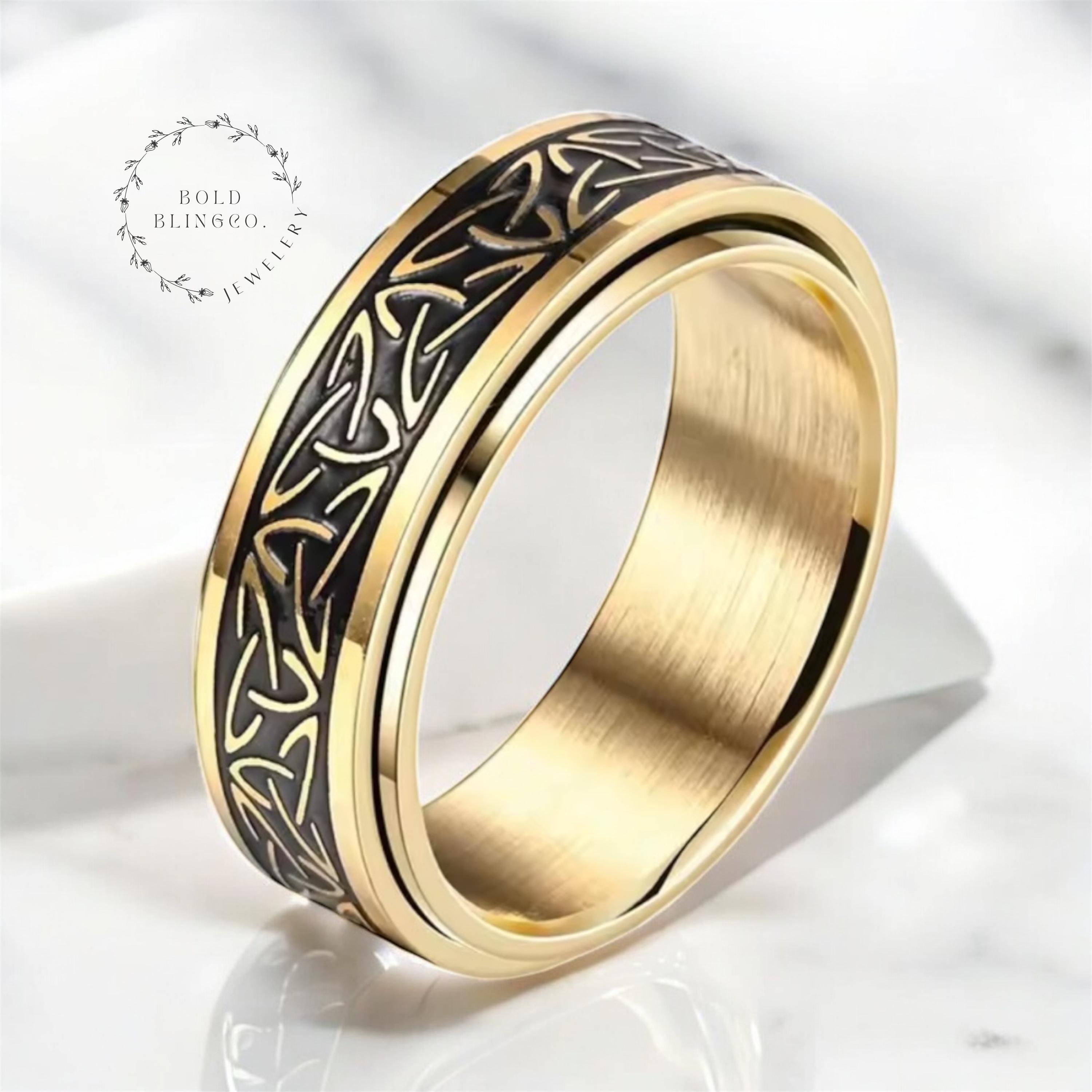 Fidget Spinner Celtic Knot Ring | Nordic Runes Ring | Men Spinner Ring ...