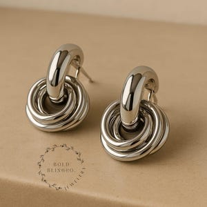 Chunky Knot Hoop Earrings | Gold & Silver Iron Alloy Statement Earring | Bold Twist Hoops | Retro Minimalist Jewelry | Dainty Stud Earrings