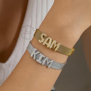 Custom Bubble Name Bracelet - Cute Watch Strap Bracelet - Personalized Gift - Alphabet Bead Bangle - Birthday Gift For Her - Mother Day Gift