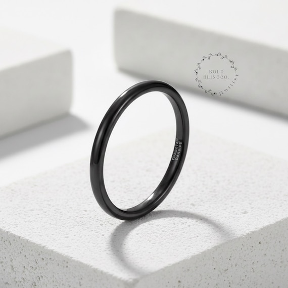Custom Engraved Thin Tungsten Ring | 2mm Engagement Band 