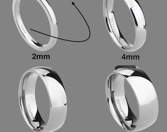 Anello in titanio argento con incisione personalizzata / Fede nuziale classica / Anello di fidanzamento da uomo / Anello regalo in titanio con vestibilità comoda / Anello in argento minimalista