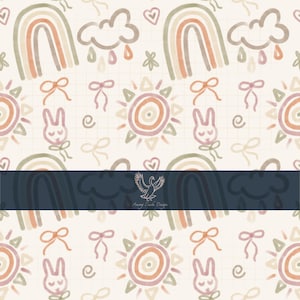 Modèle sans couture de lapin arc-en-ciel bohème