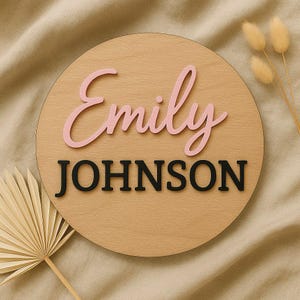 Personalized Round Name Sign, 3D Wooden Baby Name Sign, Nursery Wall Art, Custom Name Sign for Nursery, Baby Shower Gift, Name Sign Baptism