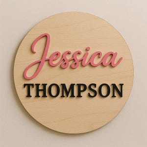 Personalized Nursery Name Sign, 3D Wooden Baby Name Sign, Round Name Sign, Above Crib Name Sign, Custom Wall Plaque for Nursery Baptism gift