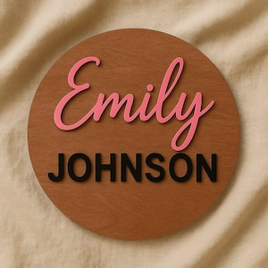 Nursery Name Sign, 3D Wooden Baby Name Sign, Personalized Round Plaque, Above Crib Name Sign, Baby Shower Gift, Wall Decor