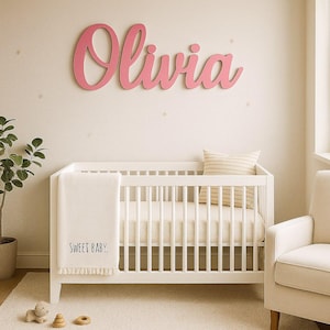 Personalized Wooden Name Sign For Nursery Wall, Above Crib Baby Name Sign, 3D Custom Name Plaque, Newborn Gift, Nursery Wall Decor