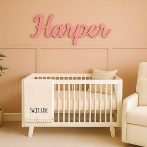 Personalize Name Sign Above Crib, Nursery Wall Name Décor, Custom Wooden Baby Name Sign, 3D Name Plaque for Baby Room, Newborn Gift
