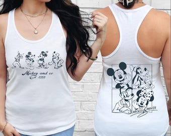 Mickey and Friends Tank Top, Vintage Disney Tank, Front Back Print Tank, Disneyland Trip Tank, Retro Disney Tank Top, BP