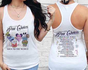 Pour Choices Around The World Tank Top, Girls Trip Drinking Crop Top, Funny Travel Cocktail Summer Racerback, BP