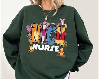NICU Nurse Winnie The Pooh Sweatshirt, Neonatal ICU Nurse Sweater, Baby Nurse Hoodie, Nurse Graduation Sweatshirt, Disney Nurse Sweatshirt