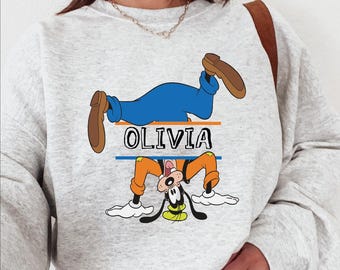 Custom Goofy Sweatshirt, Personalized Name Goofy Sweater, Cool Goofy Sweat, Goofy Cute Girl Hoodie, Costom Love Disney Character Sweatshirt