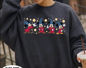 Disney Mickey Fantasia Sorcerer Sweatshirt, Mickey Mouse Magic Retro Sweater, Magic Kingdom Hoodie, Disney Trip Sweatshirt
