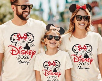 Custom Disney Family Trip 2026 Shirts, Personalized Matching Family Vacation T Shirts, Theme Park Trip Tee