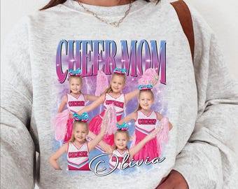 Custom Cheer Mom Sweatshirt, Custom Photo Cheer Mama Sweatshirt, Your Kids Photo Sweater, Custom Mom Cheer Sweatshirt, Dance Kids Photo