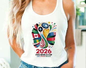 Soccer World 2026 Cup Tank Top, Football Fan Crop Top, USA Mexico Canada Racerback, Soccer Lover Tank Top, Summer Soccer V Neck
