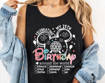 Custom Birthday Tank Top, personalized Disney Crop Tank, Birthday Vacation Racerback, Matching Family Birthday V Neck