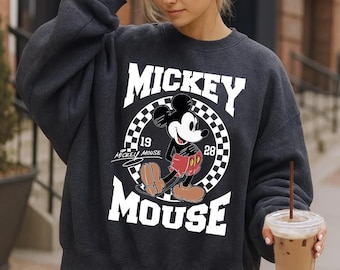 Mickey Mouse Sweatshirt, Disney Mickey 1928 Sweatshirt, Retro Mickey Hoodie, Vintage Style Disney Trip Sweater, Checkered Mickey Sweatshirt