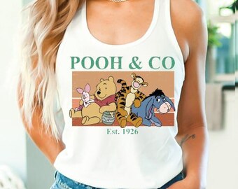 Winnie The Pooh Tank Rop, Retro Disney Friends Racerback