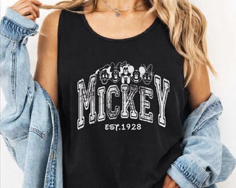 Vintage Style Disney Style Tank Top, Mickey Retro Cartoon Racerback Tank, Classic Cartoon Tank Top, Nostalgia Tank, Walt Disney Trip